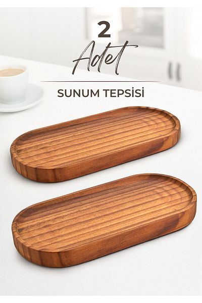 NESS HOME 2-Piece Oval Ayous Tree Presentation and Service Tray - Presentation Tray