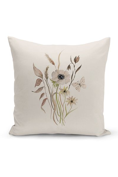 Bertille Home Set de 3 huse de pernă pentru pernă, cu imprimeu digital pe două fețe, seria Flower Spring (primăvară)