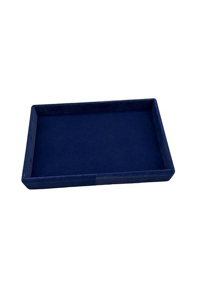 MeGass Dekor Domestic Production Small Size Suede Fabric Navy Blue Color 22/14 cm Serving Table