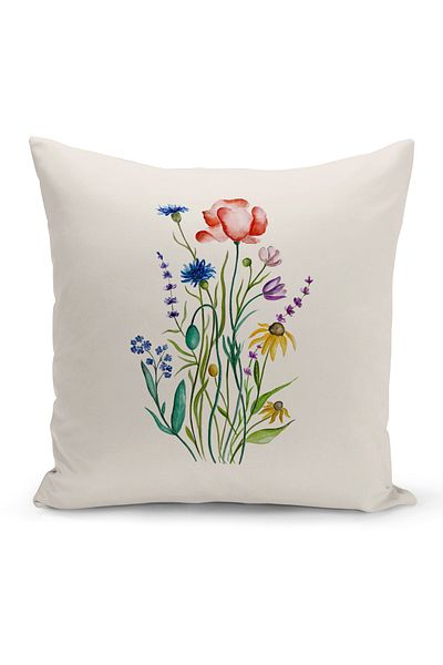 Bertille Home Set de 3 huse de pernă pentru pernă, cu imprimeu digital pe două fețe, seria Flower Spring (primăvară)