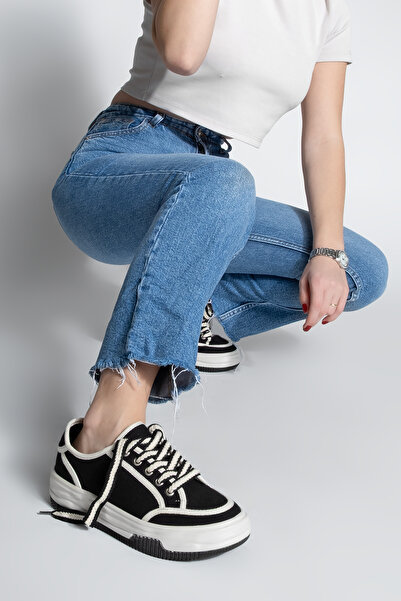 Marjin Černé plátěné dámské tenisky – šněrovací a sportovní boty Dofkin