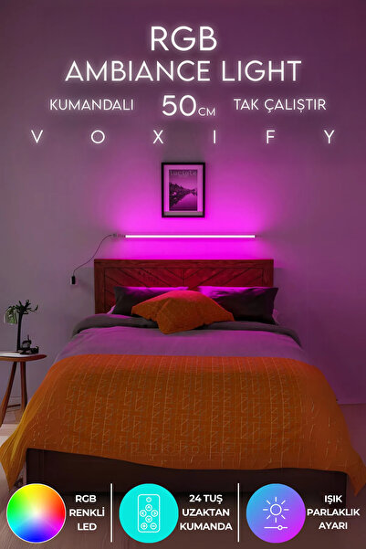 Voxify Uzaktan Kumandalı Çok Renkli RGB Led Lamba & Lambader Yatak Üstü - Tv ...