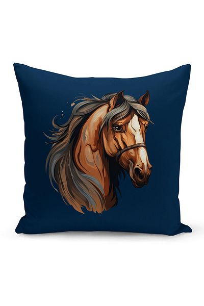 Bertille Home Set de 3 huse de pernă din seria Classic Horse cu imprimeu digital pe două fețe (cal)