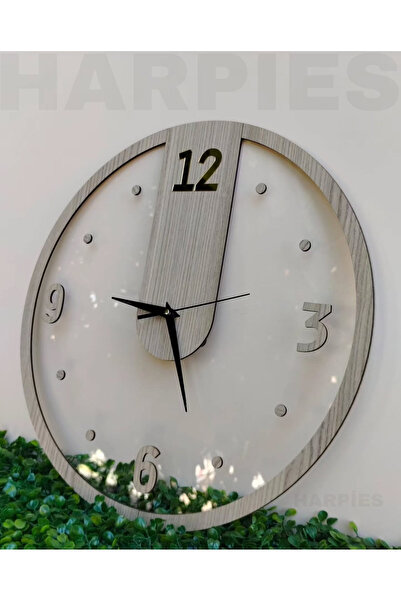 HARPİES Ahşap Detaylı Pleksi Duvar Saati | SA7001