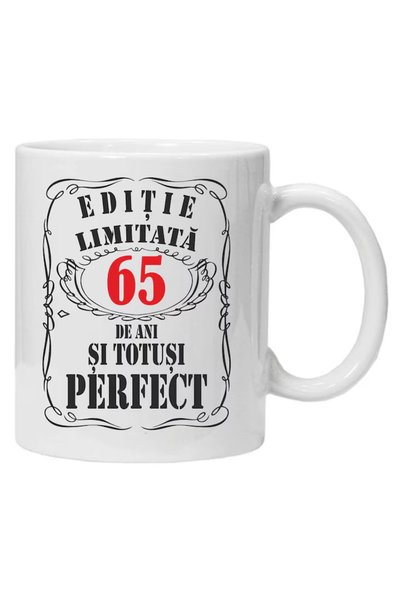 OEM Cana albă personalizată „ediție limitată”, 65 de ani, INOVATIX®️. 330 ml
