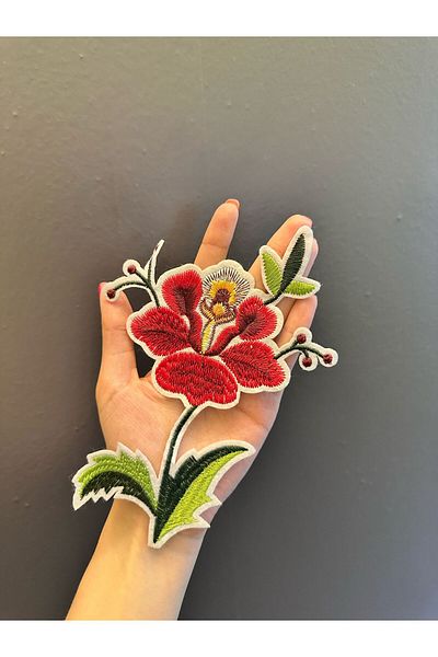 Gönülden Tasarım Iron-On 18X13 cm Embroidery Flower Coat Sewing Applique