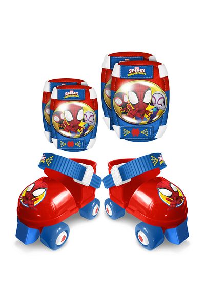 SPIDERMAN Set role, genunchiere si cotiere, multicolor, reglabile, marimea 23-27, Spidey