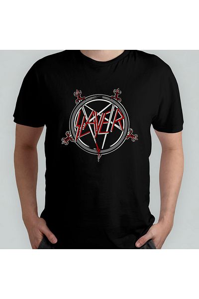 Pixxa Μπλουζάκι Unisex 100% Cotton Slayer Metal Crew Neck Model 1