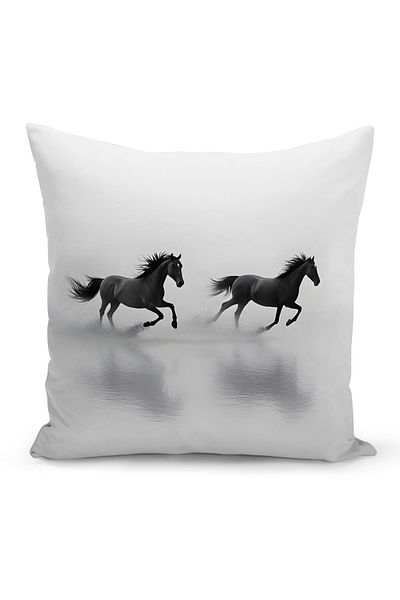 Bertille Home Husă de pernă cu imprimare digitală cu două fețe din seria Classic Horse (cal)