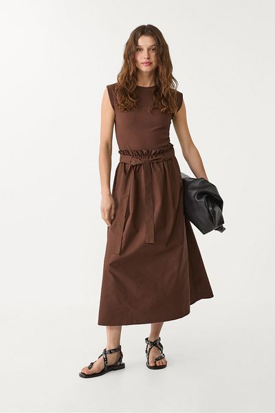 Stradivarius Midi dress in two materials