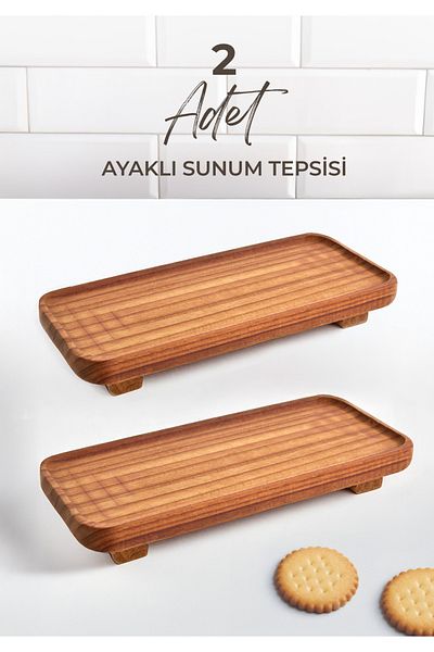 Kitchen Life 2-Piece Ayous Tree Rectangular Presentation Cheese Snack Plate - Presentation Tray