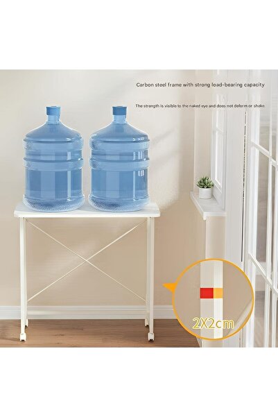 Taimi Foldable Desk Mobile with Lockable Wheels, Laptop Desk,Table 80x40x75cm - White