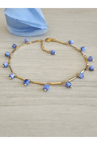 Home خلخال من الفولاذ مطرز باللؤلؤ الأزرق