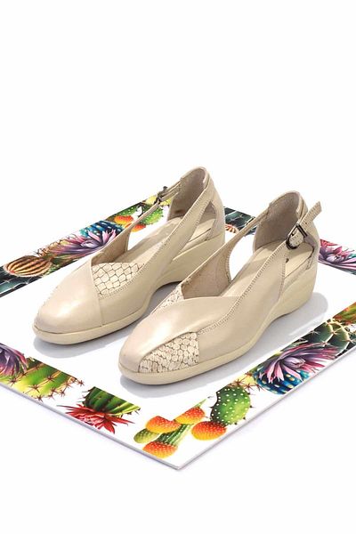 Bambi Beige Beige Schlange Echtleder Damen Freizeitschuhe K 01531200303