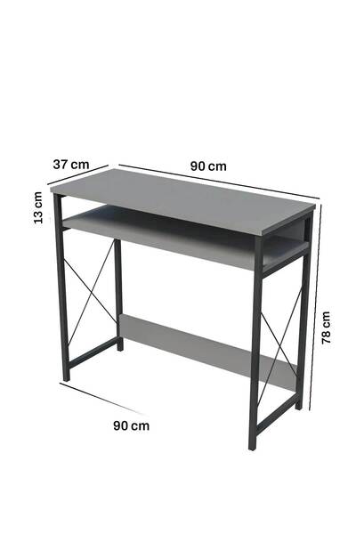 Reyo 90x37cm Metal Ayaklı Çalışma Masası Bilgisayar Masası Beyaz