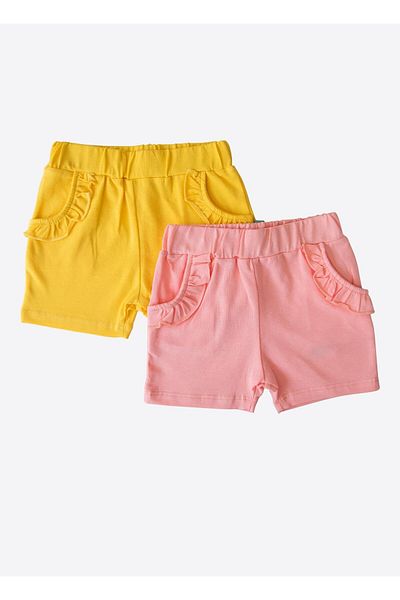 kitikate Yellow-Pink Organic Mellow 2-Piece Shorts