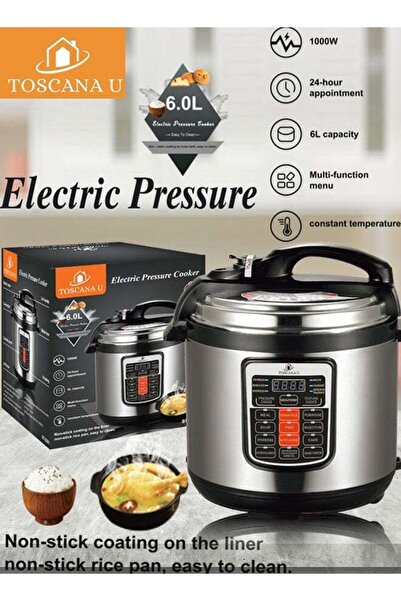 TOSCANA U 6L Electric Pressure Cooker, 12 Functions, 1000W, Black/Grey
