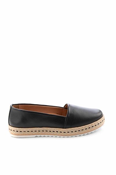 Bambi Schwarze Damen-Espadrille aus echtem Leder K 01582021803