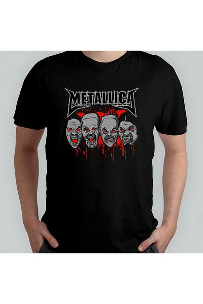 Pixxa Unisex Metallica 100% Cotton Crew Neck T-Shirt Model 1
