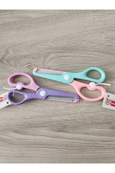 Mikro 2 Pcs Protected Scissors Double Color Pastel Plastic Protected Scissors