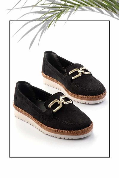 Bambi Espadrile K pentru femei din piele intoarsa neagra 01536103202