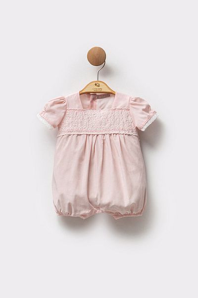 Cassiope Short Sleeve with Ruffled Lace Embroidery Elegant and Comfortable Summer Rubber Leggings Casual Baby Girl Romper