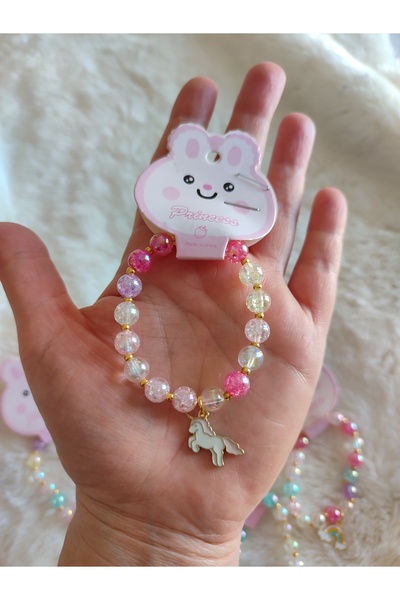 BUSHU At model sallantılı, boncuklu, elastik çocuk bileklik