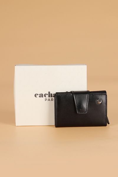 Cacharel 0270 Silver Leather Wallet - Black with Mechanism Card
