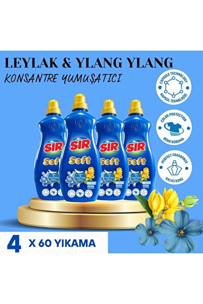 Sır Konsantre Çamaşır Yumuşatıcısı Leylak & Ylang Ylang 1440 ml 60 Yıkama 4 Adet