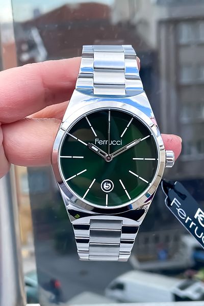 Ferrucci New Season Silver Color Men's Wrist Watch and Bracelet - 3 ATM Waterproof Steel Case and Cord