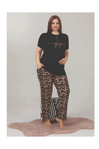 Lady Set pijamale cu model leopard de sus și de jos 10850