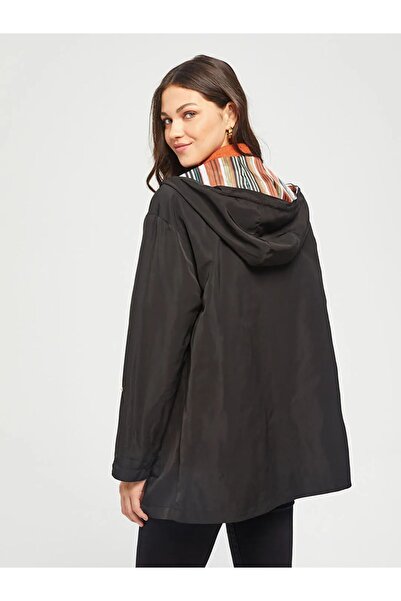 Faik Sönmez Kapüşonlu Oversize Midi Trençkot - 3/4 Kol