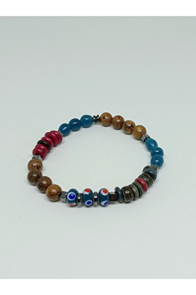 mama india alaçatı Ethnic Design Handmade Elastic Evil Eye Beaded Natural Sto...