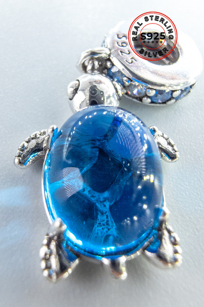 shop S925 Sterling Silver Turtle Charm – Stylish Design with Blue Murano Glass Detail