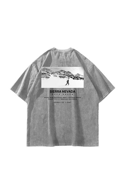 Sekizbiraltı Λευκό μπλουζάκι με στάμπα Sierra Nevada Oversize Unisex Washed