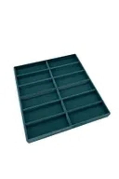 MeGass Dekor Domestic Production Havana Model Suede Fabric Green Color 38 Cm / 36 Cm Glasses Display Drawer Stand