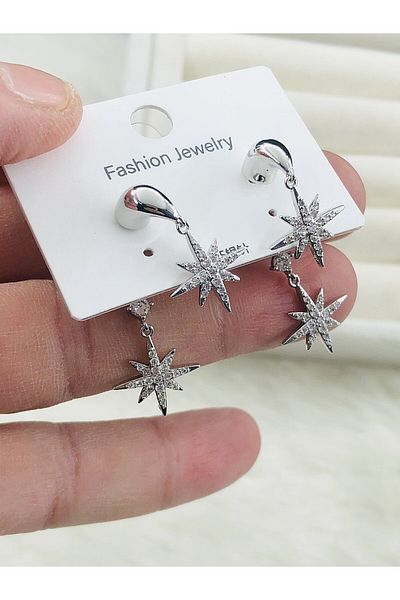 DS DİAMONDSHOP Zircon Stone Dangle Polar Star Earrings - New Season