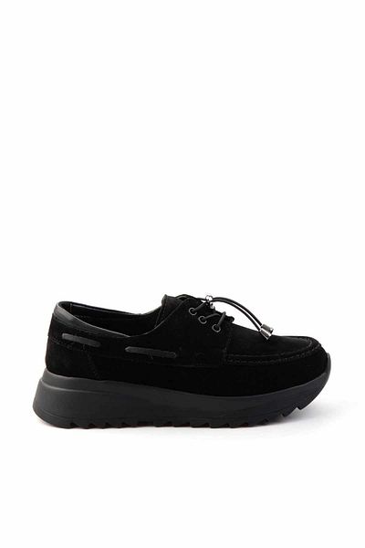 Bambi Loafer de damă din piele de căprioară naturală neagră - K 01809047002