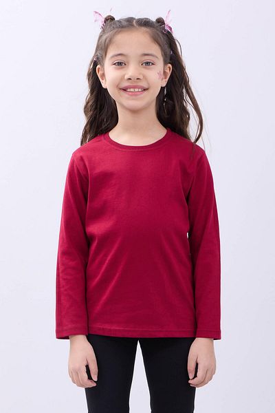 Perendi Tricou de bază unisex cu mânecă lungă 100% bumbac Vișine