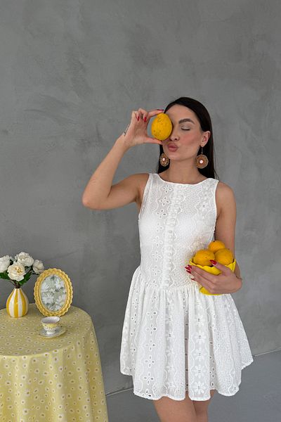 Seda Yalçın Atelier White Scallop Detailed Midi Dress