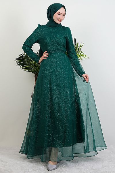 Giza Giyim Alara Hijab βραδινό φόρεμα Emerald