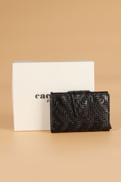 Cacharel 0270 Δερμάτινο Ανδρικό Πορτοφόλι Θήκη Κάρτας με Μηχανισμό Τάφου Μαύρο