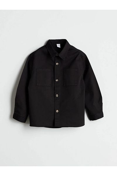 LC Waikiki Black Boy's Gabardine Shirt and T-Shirt Set of 2
