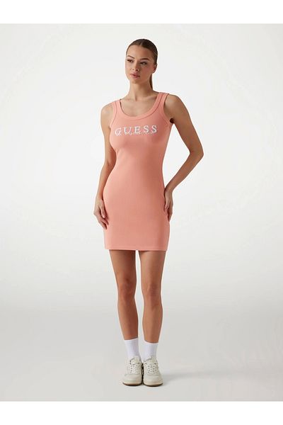 Guess Women's Orange Sunflower Rib Dress