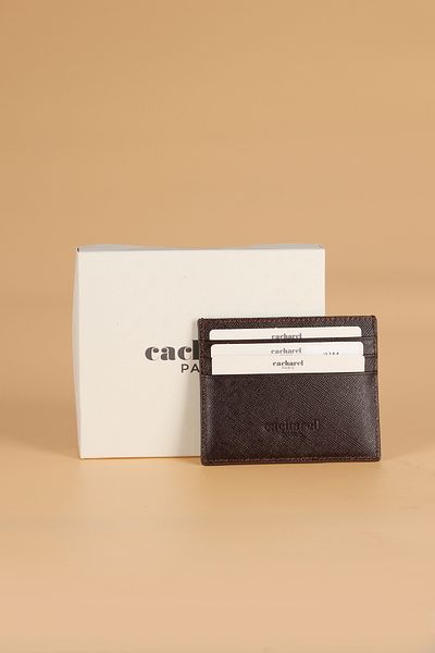 Cacharel 0244 Genuine Leather Men's Wallet Card Holder Lacos Brown