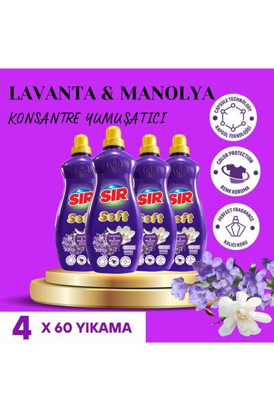 Sır Konsantre Çamaşır Yumuşatıcısı Lavanta & Manolya 1440 ml 60 Yıkama 4 Adet