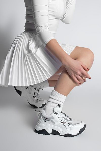Marjin Mizon Marineblauer Damen-Sneaker – Sportschuhe mit dicker Sohle, Schnürung und mehreren Teilen