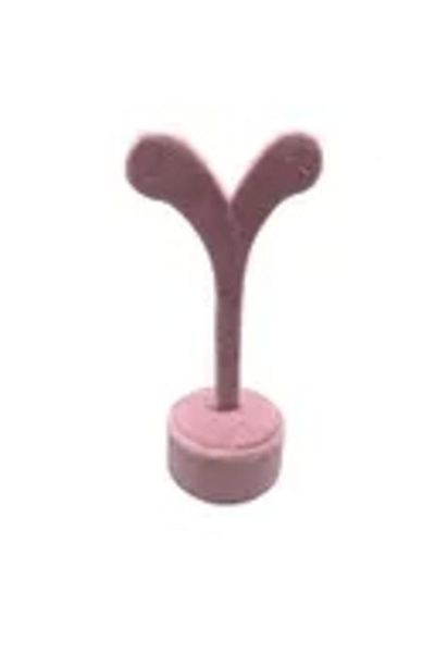 MeGass Dekor Domestic Production Suede Fabric Pink Color 12 Cm Earring Display Accessory