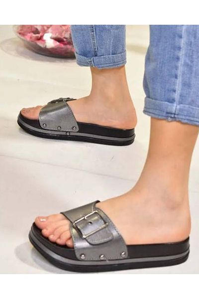 MULEX Soft Sole Single Buckle Daily Slippers Gray