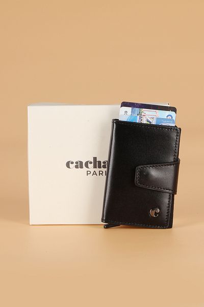 Cacharel 0270 Silver Leather Wallet - Black with Mechanism Card
